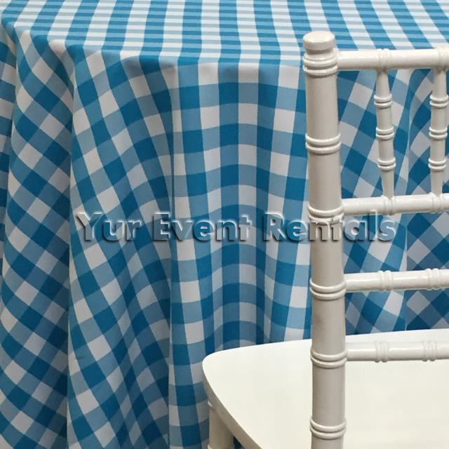 Rental store for 90 x156  Gingham Print- Turquoise in New Orleans LA