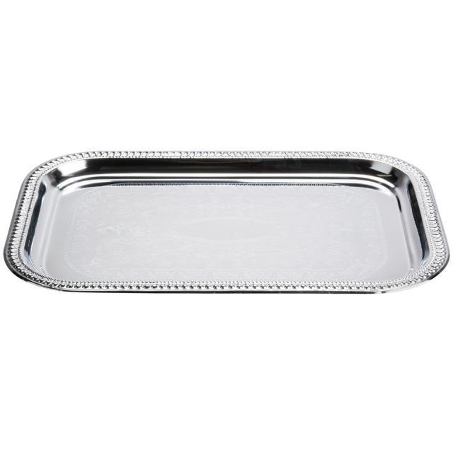 Rental store for Silver 18 x12  Rectangle Serving Tray in New Orleans LA