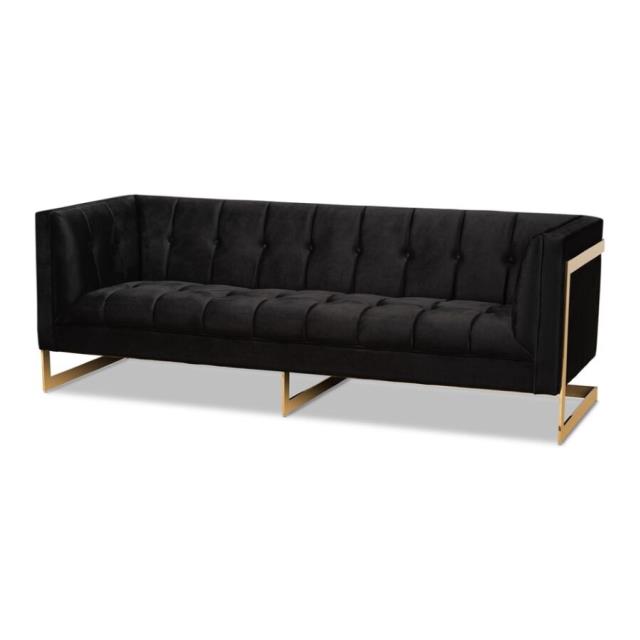 Rental store for Black Velvet Sofa with Gold Trim in New Orleans LA