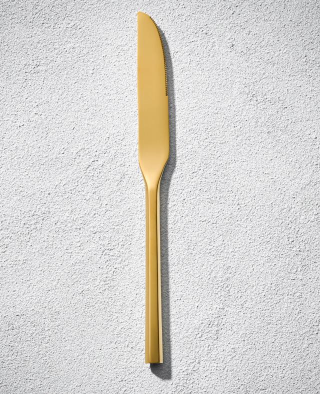 Rental store for Sutherland Brushed Gold Dinner Knife in New Orleans LA